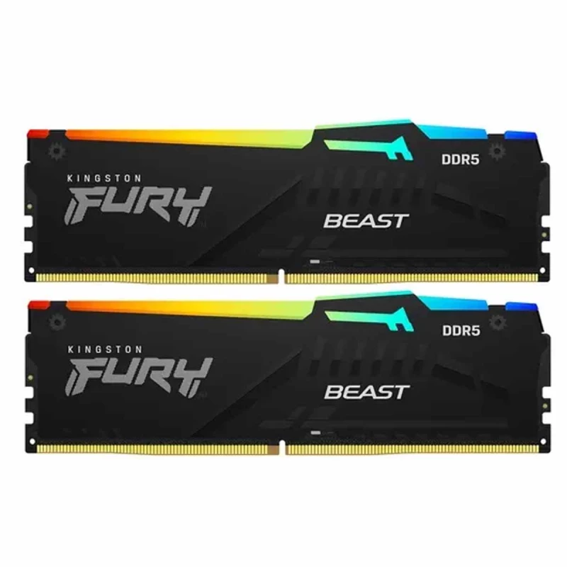 RAM KINGSTON 16GB DDR5-5200MHz FURY Beast RGB (Kit of 2x8GB) (KF552C40BBAK2-16), CL40, 1.25V, Black