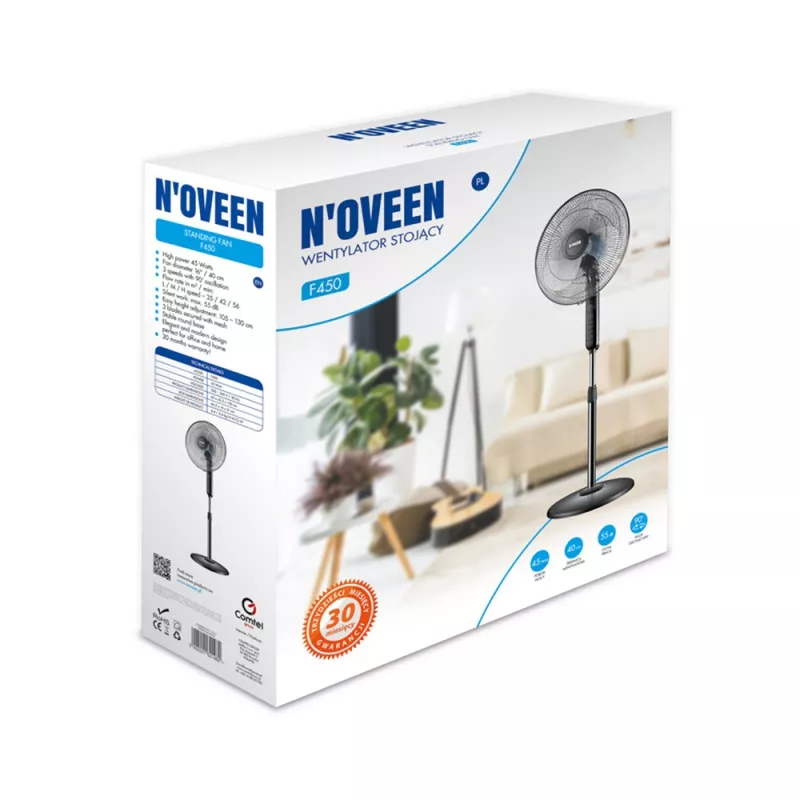 Ventilator Noveen Standing Fan F450 16"/40cm/45W, Black