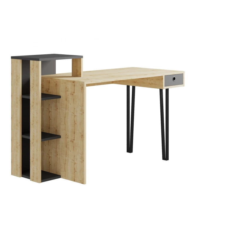 Masa de birou MLAND LOYD STUDY TABLE, Stejar, Antracit, 141x92x30.4