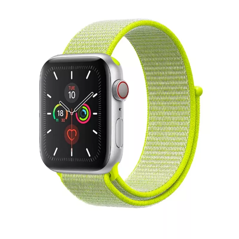 Ремешок браслет для часов AccExpert Apple Watch Nylon Loop Strap 42/44/45mm Neon Green