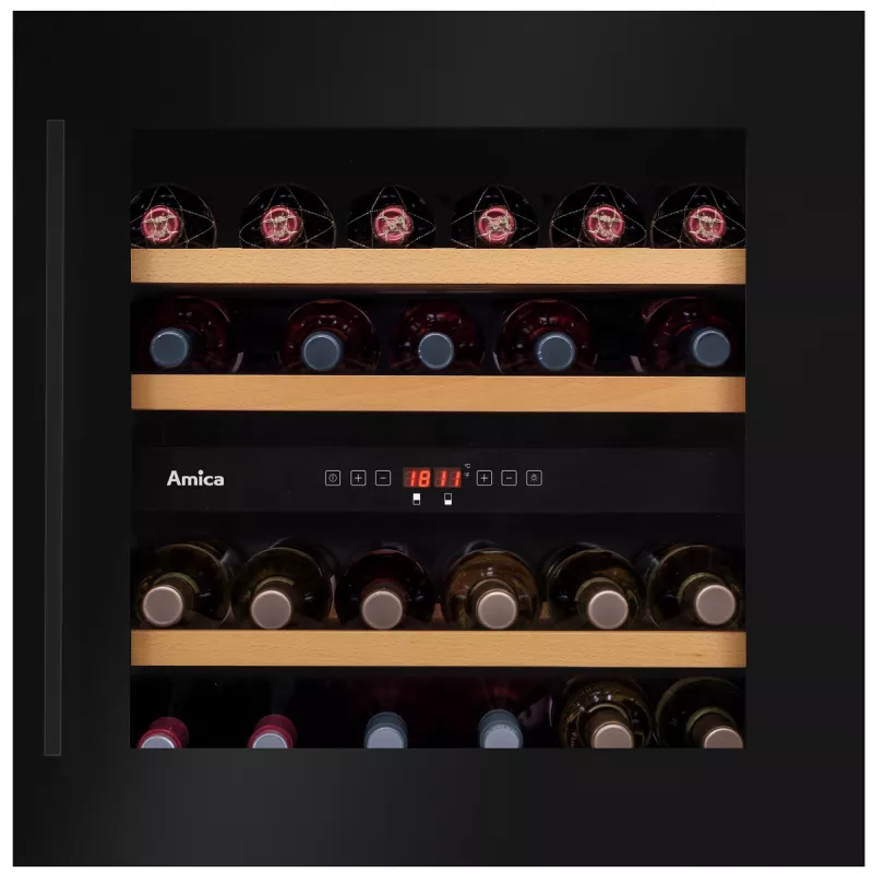 Встраиваемый винный шкаф AMICA WCB2K60B36.1, 75 л, 80.5 см, Черный, G