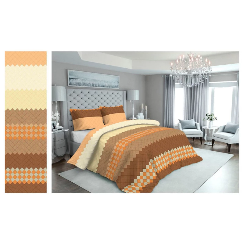 Lenjerie de pat CTEXTIL GROUP 
 SET BEJROMB 2.2/50/70, 2 persoane Euro, Stambă lux, Bej