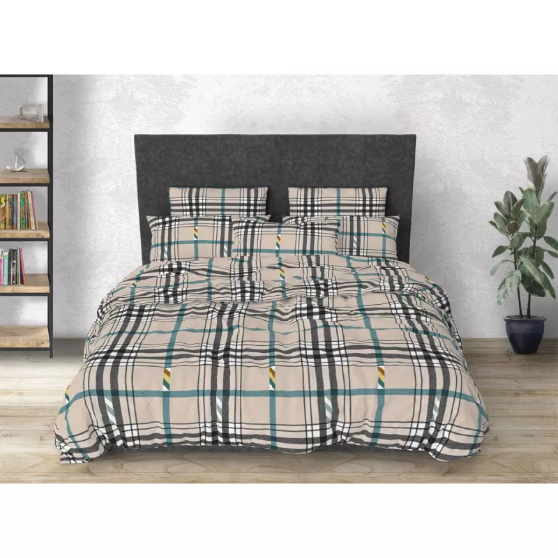 Lenjerie de pat CTEXTIL GROUP 
 SET ABSTRACT2.2/DESIGN106, 2 persoane Euro, Stambă lux, Multicolor