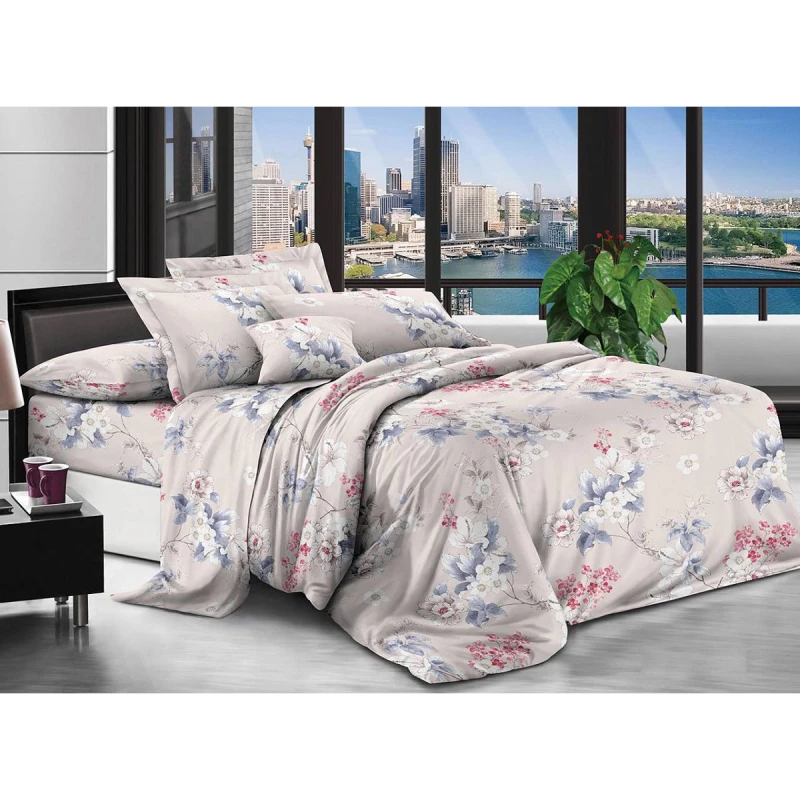 Lenjerie de pat CTEXTIL GROUP 
 SET FLORI2/DESIGN101, 2 persoane, Stambă lux, Multicolor