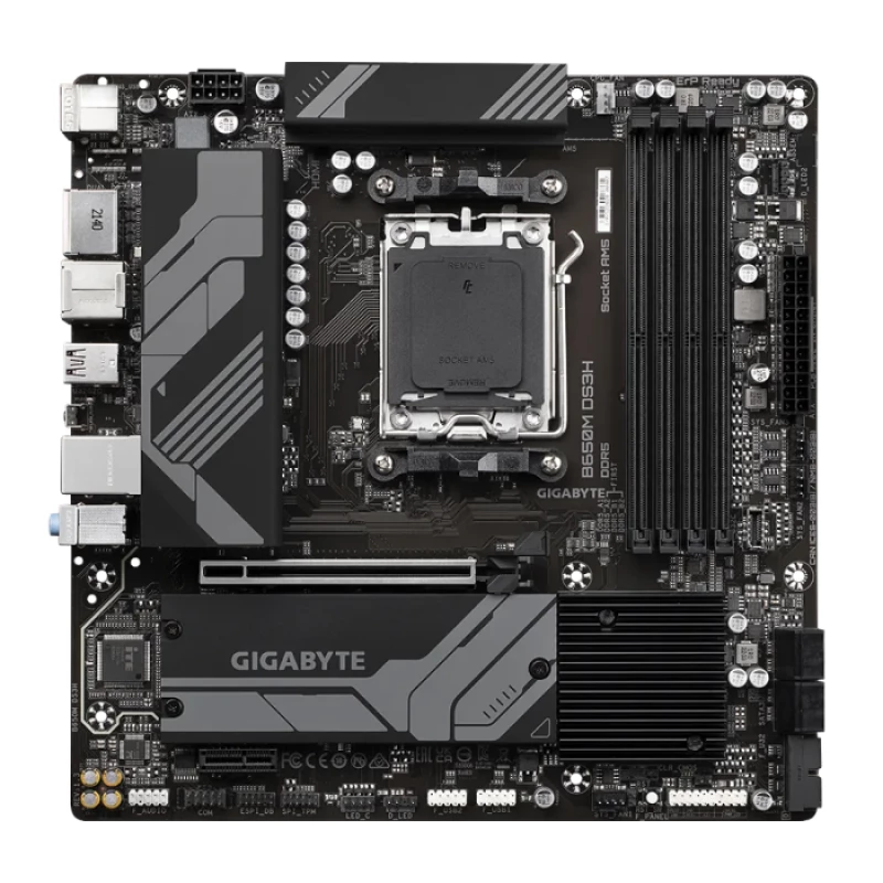 Placa de baza GIGABYTE B650M DS3H MATX, Factor de formă a plăcii de baza: Micro-ATX Socket: AM5 Chipset: AMD B650 Tip Memorie: DDR5 SDRAM Capacitate max. Totală RAM: 128 GB Sloturi memorie: 4x DIMM Frecvență memorie: 5200 MHz