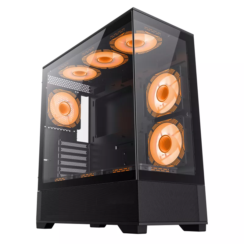 Корпус без БП GAMEMAX VISTA AB, w/o PSU, 0.6mm, 6x120mm ARGB fans, Dual TG, USB3.0, Type-C, Black. Form Factor (Midi, Micro, Mini ITX, Full) : : MID-TOWER