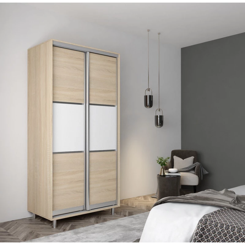 Dulap cu usi glisante MOBILDOR ARON K 1000X600X2200, Stejar Sonoma