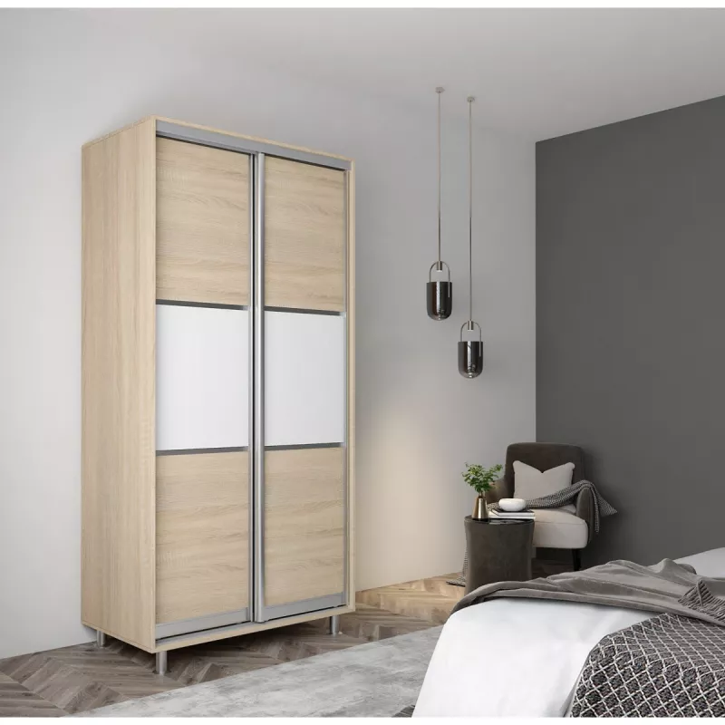 Dulap cu usi glisante MOBILDOR ARON K 1100X600X2200, Stejar Sonoma