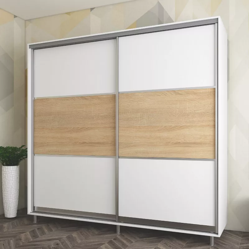 Dulap cu usi glisante MOBILDOR ARON S - UȘI K 190X60X220, Alb briliant