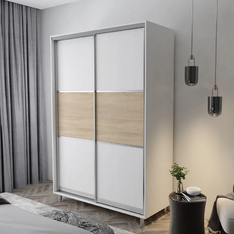 Dulap cu usi glisante MOBILDOR ARON P - UȘI K 120X60X220, Alb briliant