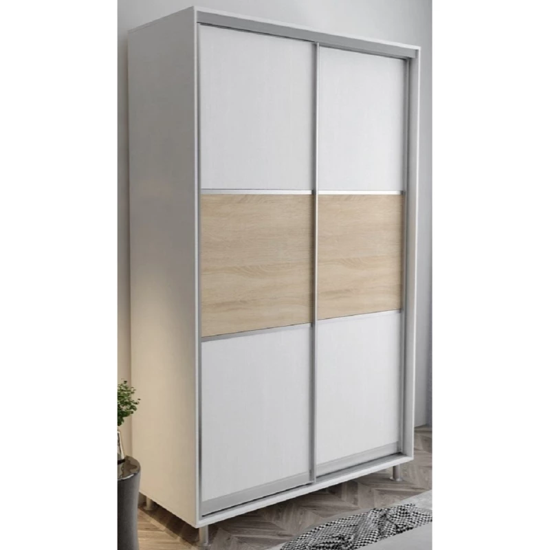 Dulap cu usi glisante MOBILDOR ARON P - UȘI K 150/60/220, Alb Briliant