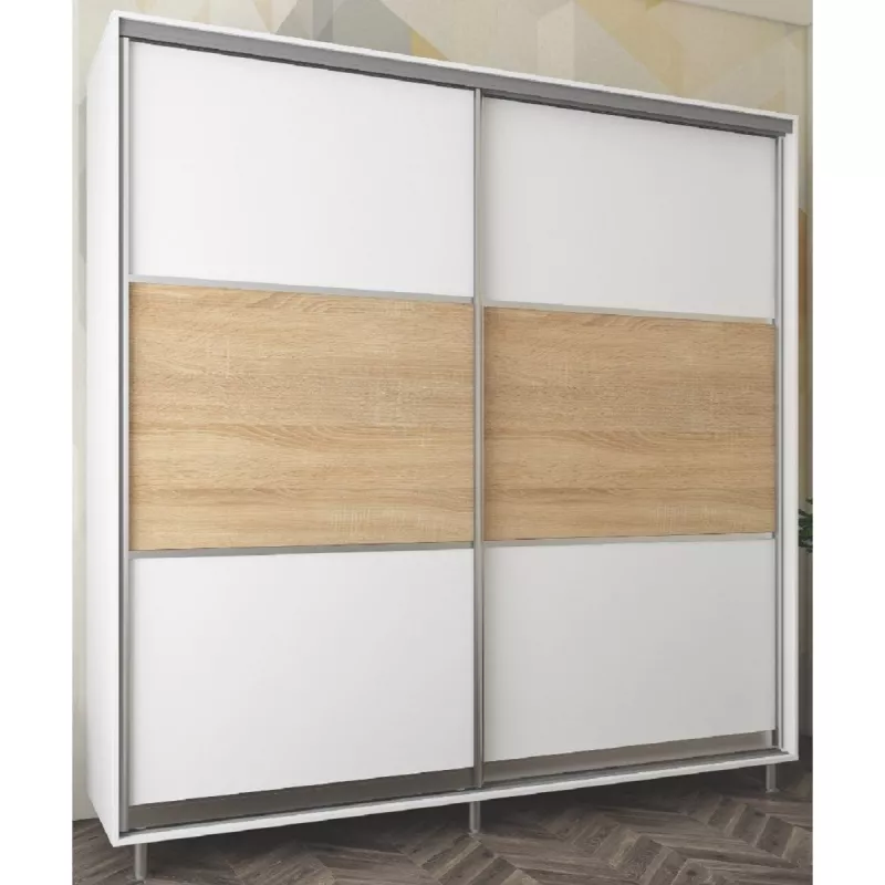 Dulap cu usi glisante MOBILDOR ARON P - UȘI K 180/60/220, Alb Briliant