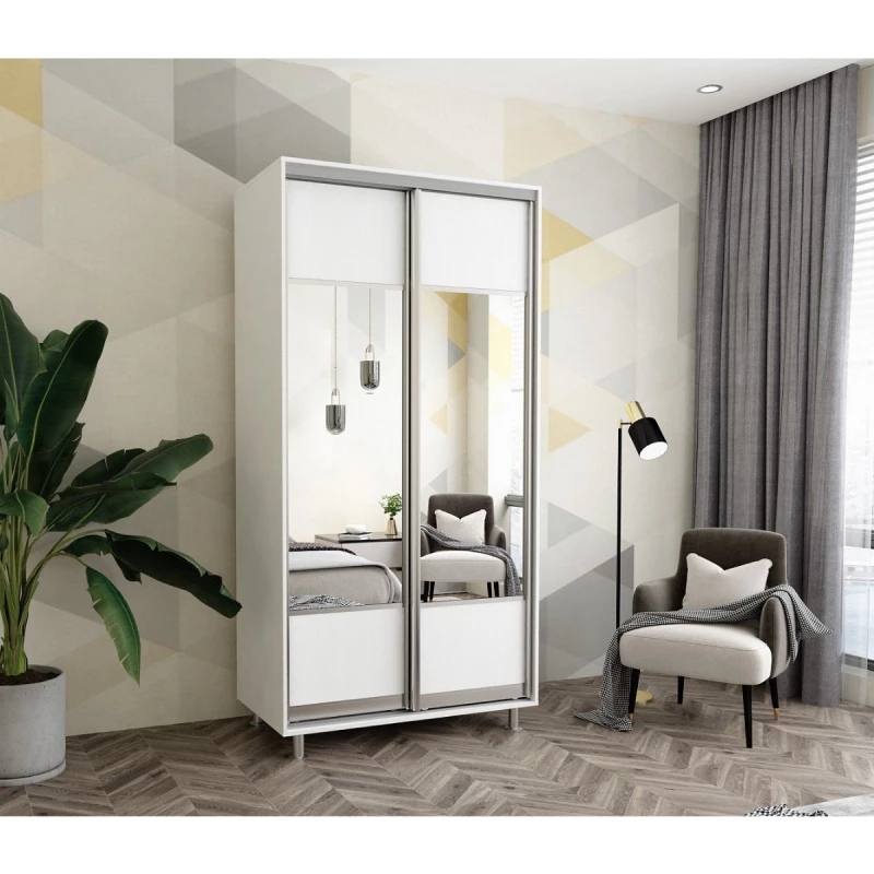 Dulap cu usi glisante MOBILDOR ARON K1 1300X600X2200, Alb Briliant