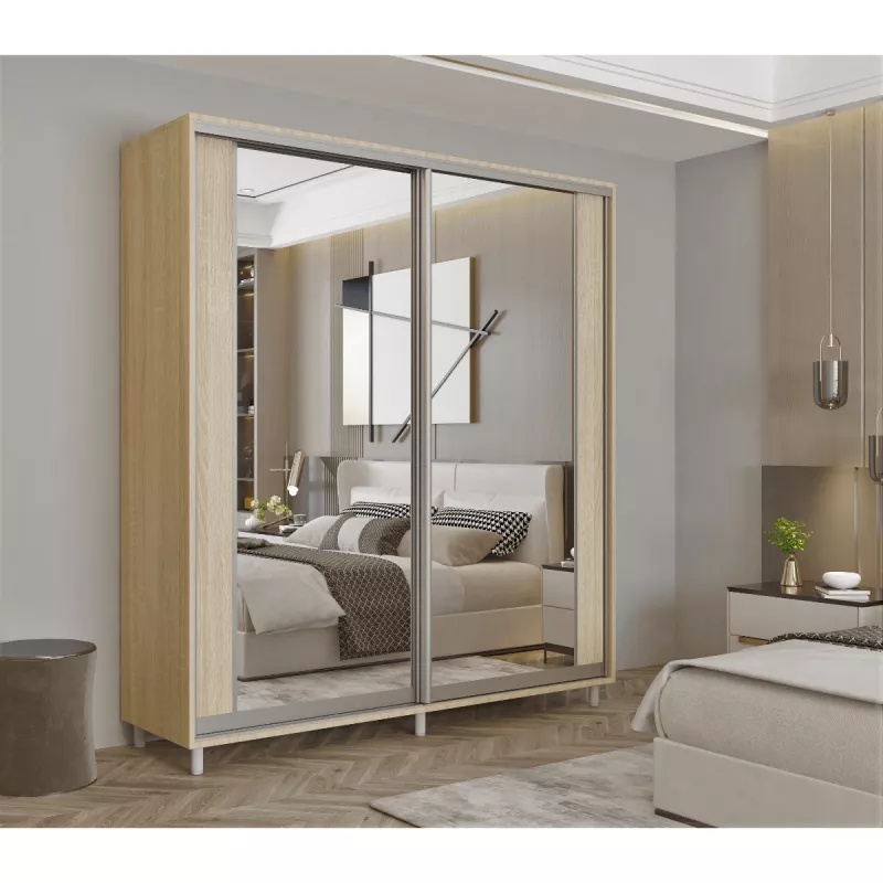 Dulap cu usi glisante MOBILDOR ARON K2 1100X600X2200, Stejar Sonoma