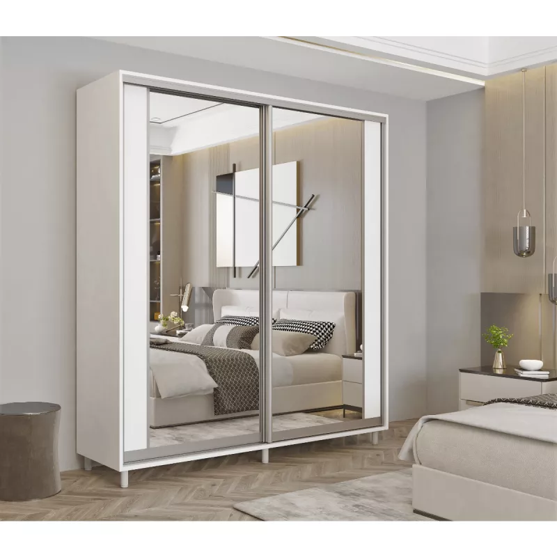 Dulap cu usi glisante MOBILDOR ARON K2 1100X600X2200, Alb Briliant
