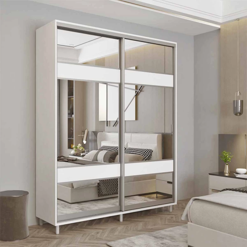 Dulap cu usi glisante MOBILDOR ARON P - UȘI K3 1700/600/2200, Alb briliant