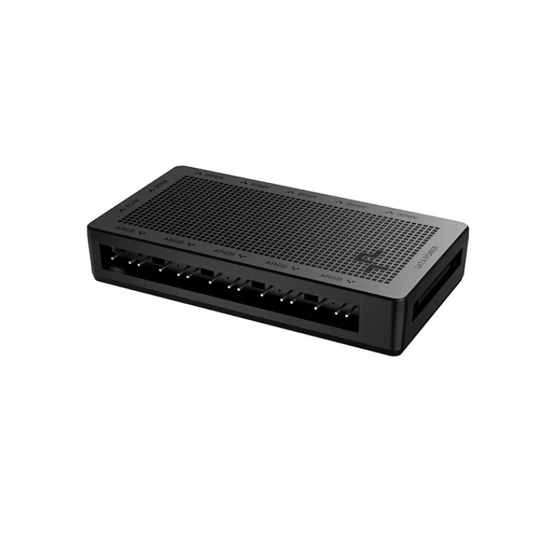 Fan Controllere DEEPCOOL "SC700", 12-PORT ARGB HUB (MAGNETIC), 84x45x15 mm, can power numerous 5V ARGB components simultaneously while occupying only one 3-pin header on a motherboard or controller, SATA Power, Black