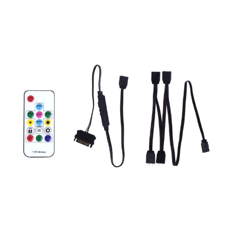 Контроллер вентиляторов xilence LQZ.ARGB_Set Cable (XZ171), Cooling Control Set for ARGB components: 5V D/P 3PIN connections, 1 x Receiver, 1 x Remote Controller, 1x 1 to 4 ARGB Splitter