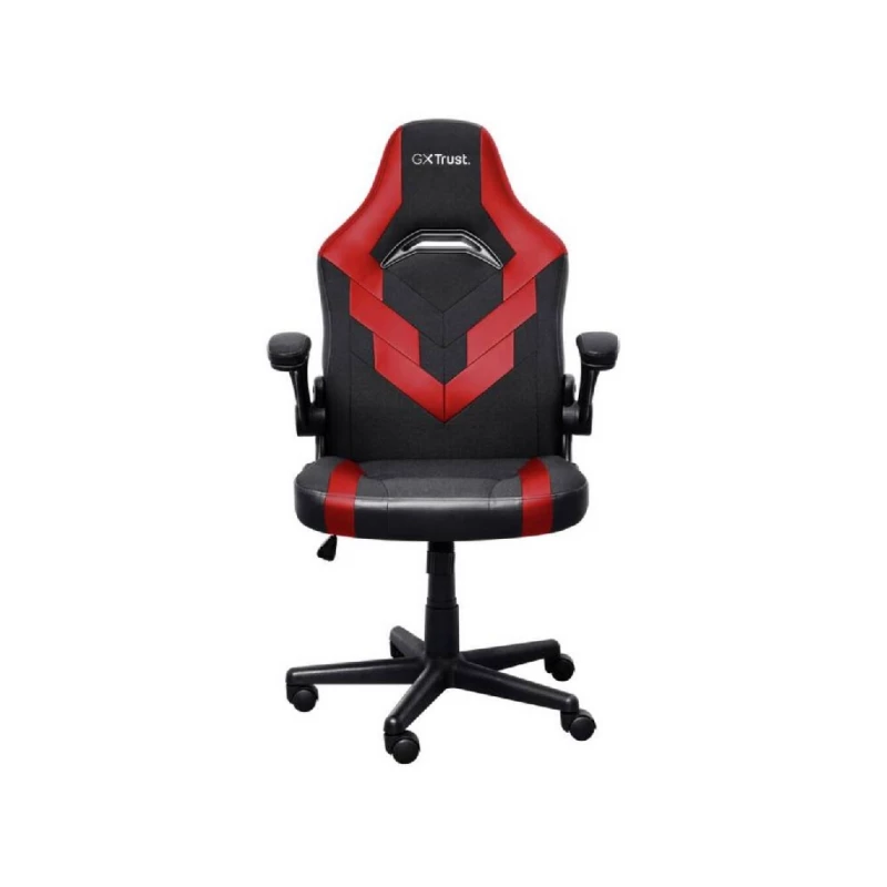 Fotoliu Gaming TRUST GXT 703R RIYE - BLACK/RED, PU leather and breathable fabric, adjustable gaming chair with a strong frame, flip-up armrests, Class 4 gas lift, up to 140kg