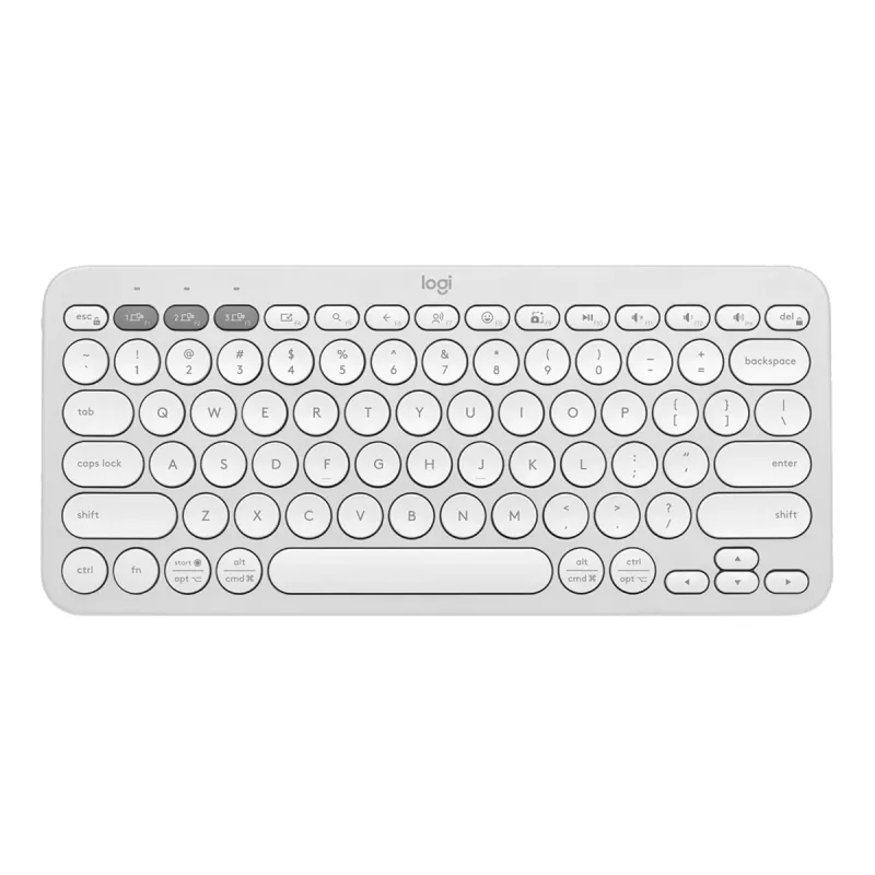 Клавиатура беспроводная LOGITECH Pebble Keys 2 K380S, Compact, Low-profile, Fn keys, Multi-Device, Quiet Typing, 2xAAA, BT/2.4Ghz, EN, White.