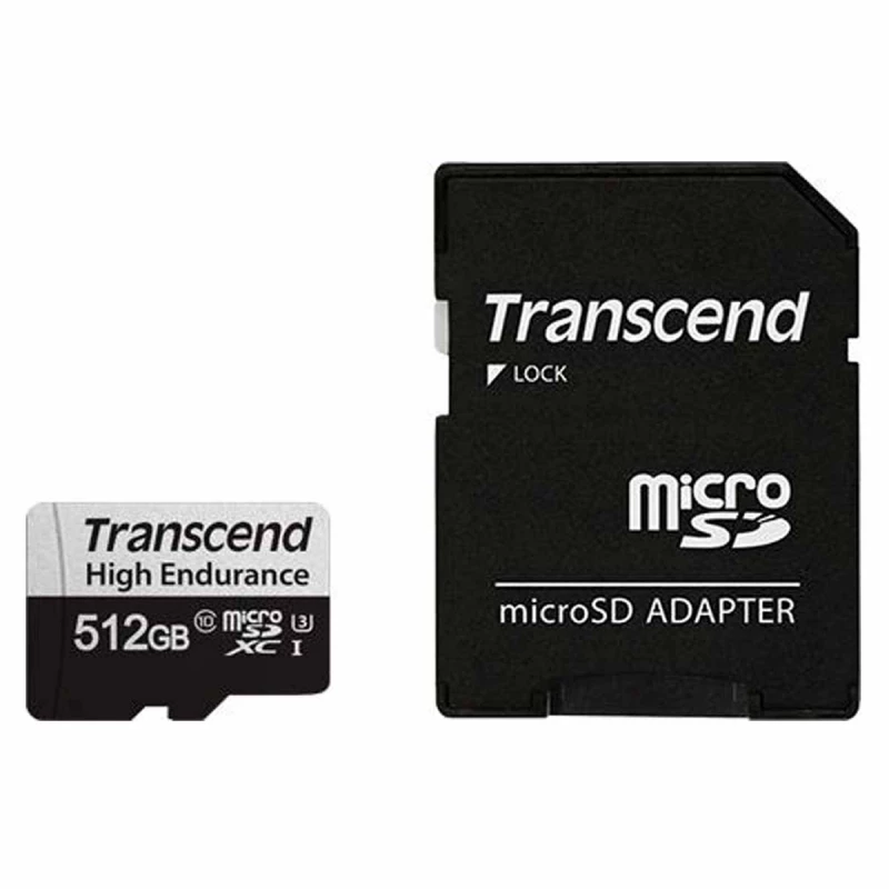 Card de memorie TRANSCEND 512GB MICROSD (CLASS 10) UHS-I (U3),+SD ADAPTER, "TS512GUSD350V" (R/W:95/45MB/S,ENDURANCE)
