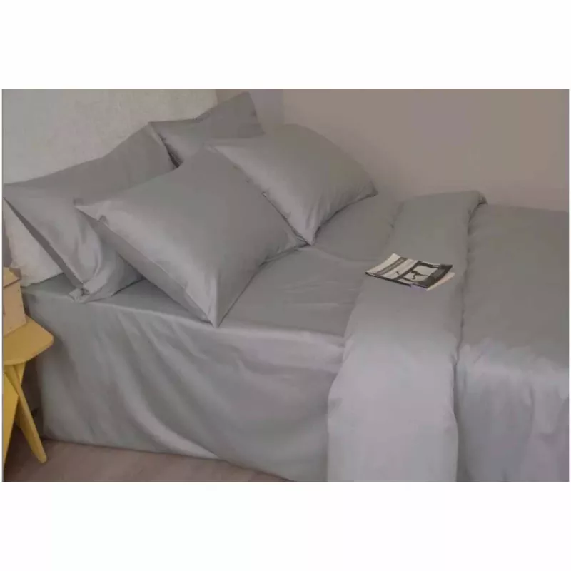 Lenjerie de pat REMAX CUVERTURĂ DE PLAPUMĂ, CEARȘAF + 2 FEȚE DE PERNĂ, 1 Persoana, Satin, Cenusa