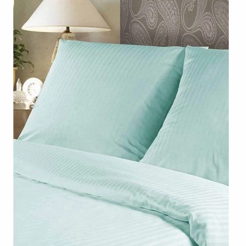 Lenjerie de pat REMAX CUVERTURĂ DE PLAPUMĂ, CEARCEAF + 2 FEȚE DE PERNĂ, 2 Persoane Euro, Straip satin, Menta