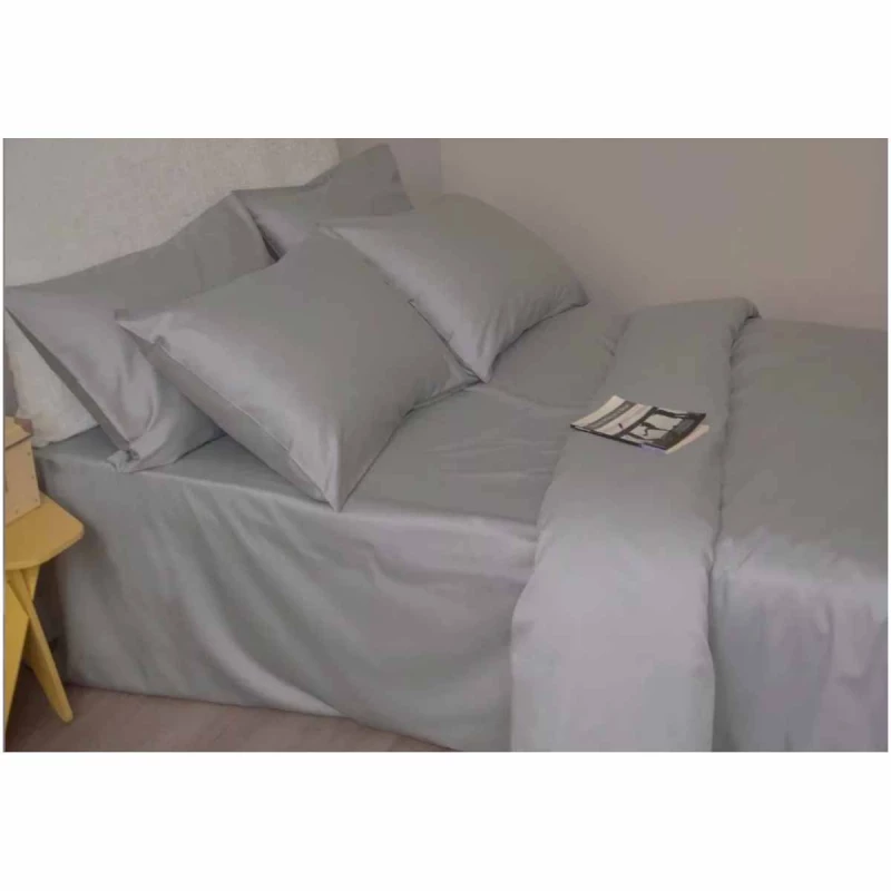 Постельное белье (комплект) REMAX пододеяльник, простынь + 2 наволочки, Двуспальный Евро, Сатин, Пепельный