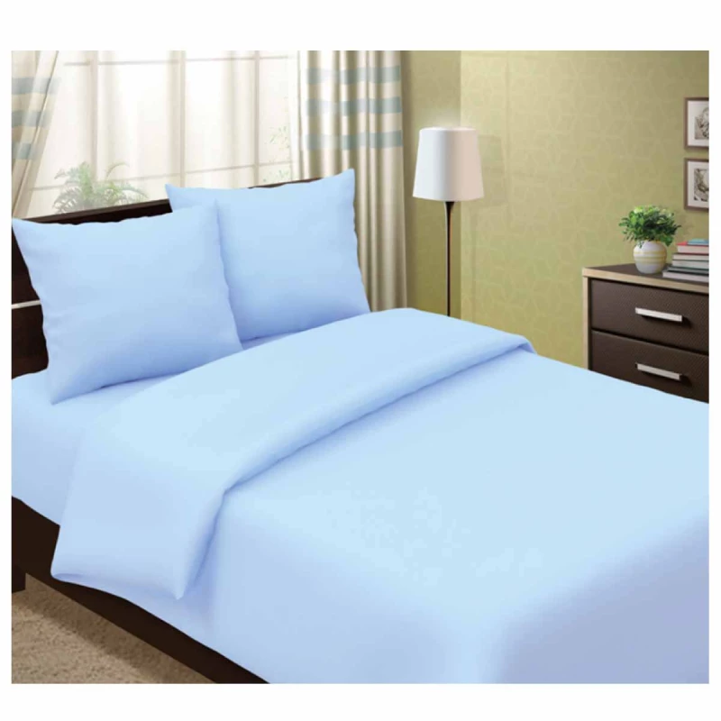 Lenjerie de pat REMAX PLAPUMĂ, CEARCEAF + 2 FEȚE DE PERNĂ, 2 Persoane Euro, Satin, Albastru deschis