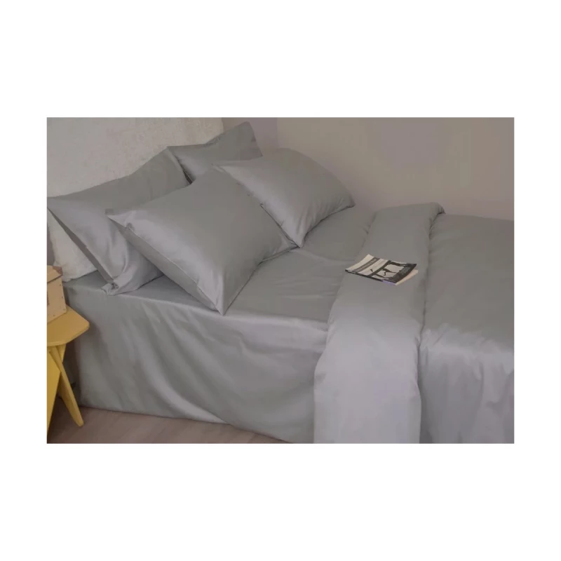 Lenjerie de pat REMAX CEARSAF DE PLAPUMA, CEARSAF DE PAT + 2 FETE DE PERNA, 2 persoane, Satin, Cenusa