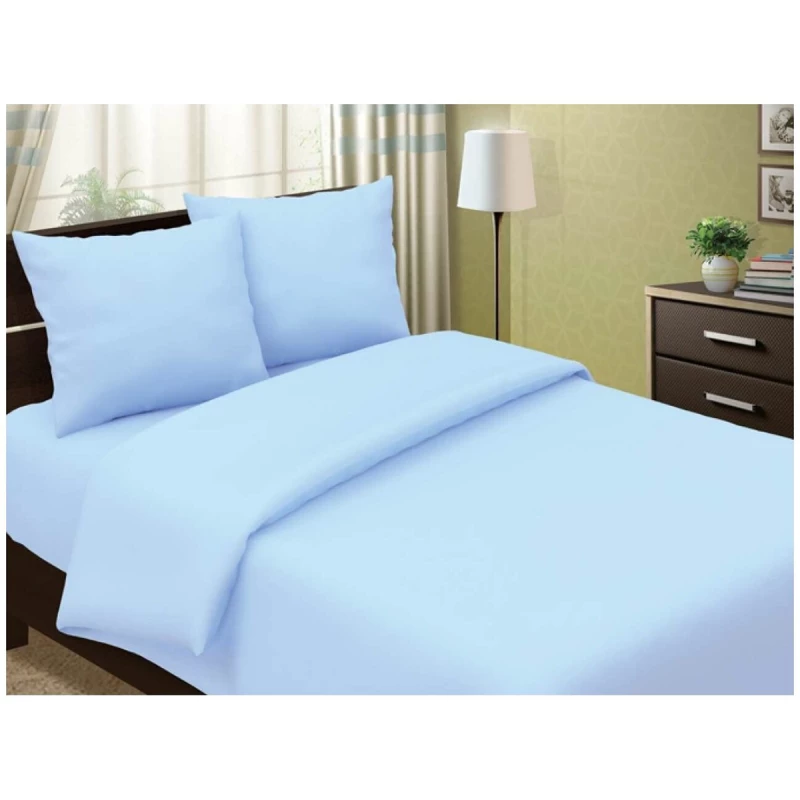 Lenjerie de pat REMAX CEARSAF DE PLAPUMA, CEARSAF DE PAT + 2 FETE DE PERNA, 2 persoane, Satin, Albastru deschis