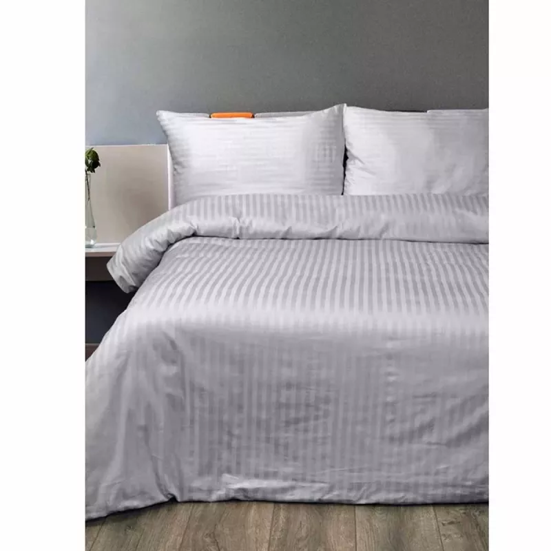 Lenjerie de pat REMAX PLAPUMĂ, CEARCEAF + 2 FEȚE DE PERNĂ, 2 Persoane, Straip Satin, Cenusiu