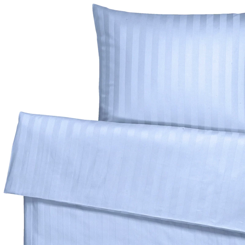 Lenjerie de pat REMAX CEARSAF DE PLAPUMA, CEARSAF DE PAT + 2 FETE DE PERNA, 2 persoane, Stripe satin, Albastru deschis