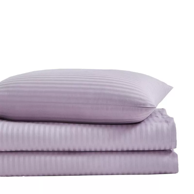 Lenjerie de pat REMAX CEARSAF DE PLAPUMA, CEARSAF DE PAT + 2 FETE DE PERNA, 2 persoane, Stripe satin, Liliac