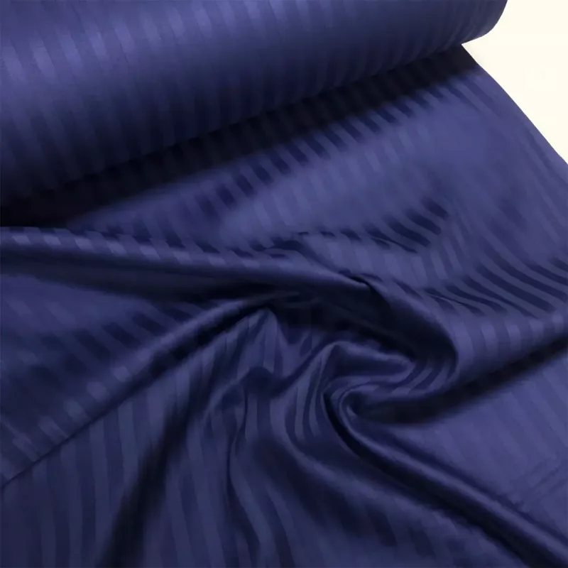 Постельное белье (комплект) REMAX Пододеяльник, простынь + 2 наволочки, Двуспальный, Страйп сатин, Синий