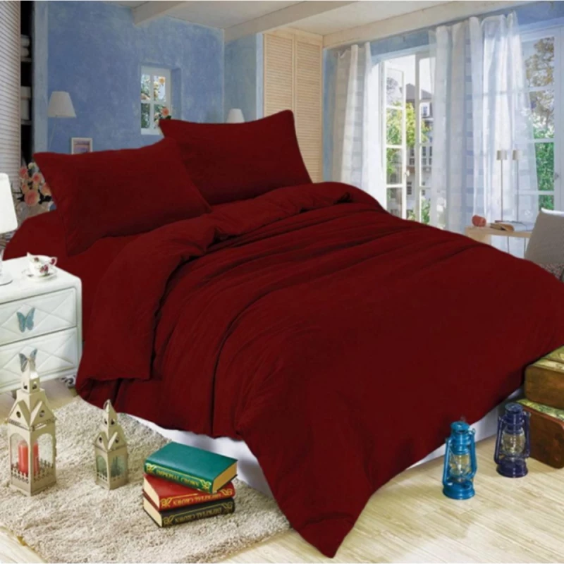 Lenjerie de pat REMAX EURO 1, 2 persoane Euro, Satin, Bordo