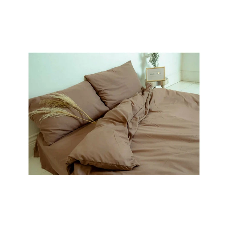 Lenjerie de pat REMAX CEARSAF DE PLAPUMA, CEARSAF DE PAT + 2 FETE DE PERNA, 2 persoane Euro, Satin, Cappuccino