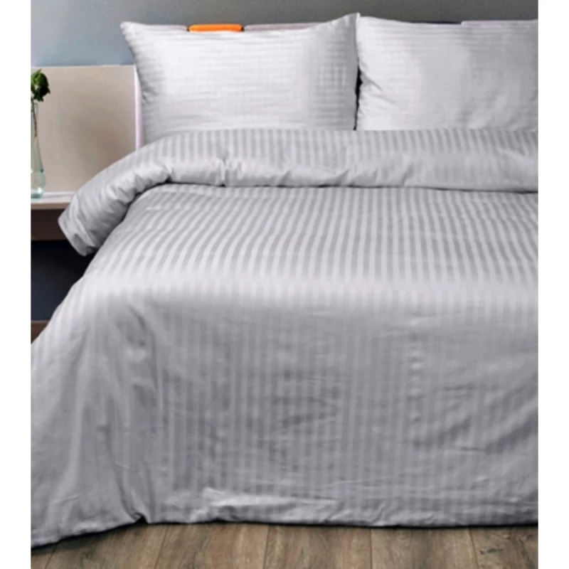 Lenjerie de pat REMAX EURO 1, 2 persoane Euro, Straip satin, Cenusa