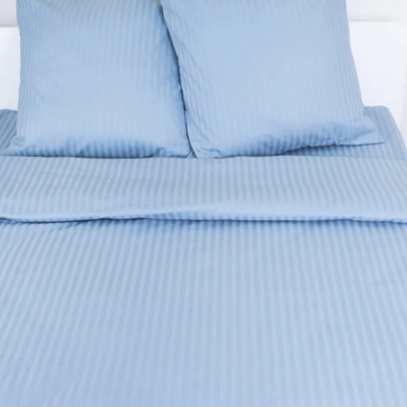 Lenjerie de pat REMAX EURO 1, 2 persoane Euro, Straip satin, Albastru deschis