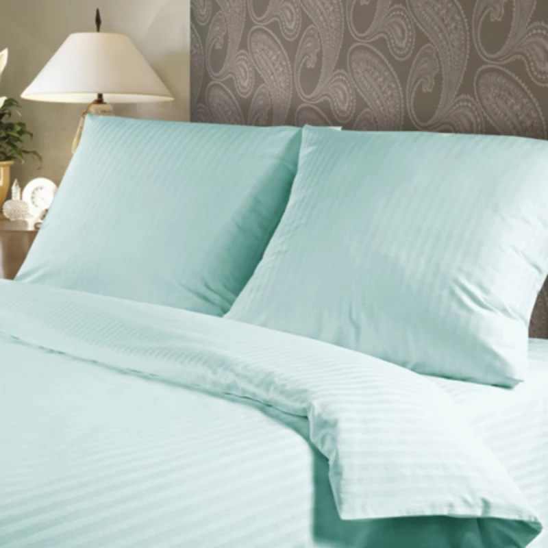 Постельное белье (комплект) REMAX Евро 1, Двуспальный Евро, Страйп сатин, Мятный