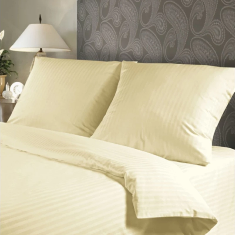 Lenjerie de pat REMAX EURO 1, 2 persoane Euro, Straip satin, Ivory