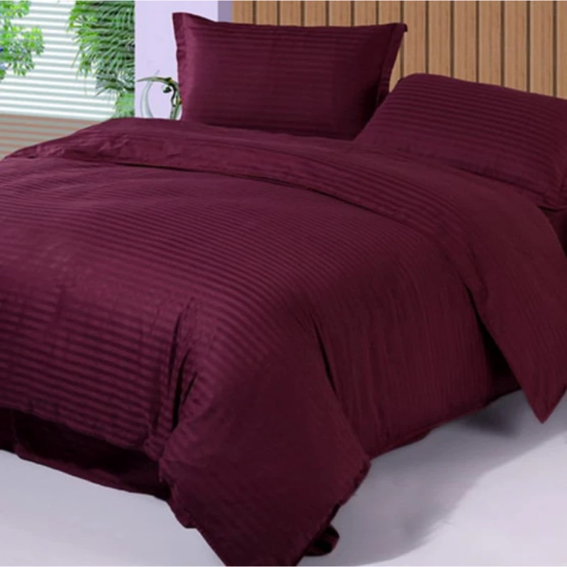 Lenjerie de pat REMAX EURO 1, 2 persoane Euro, Straip satin, Bordo