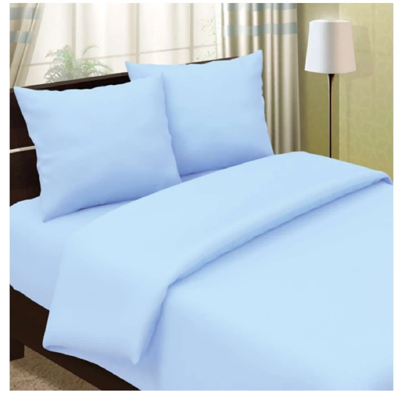 Lenjerie de pat REMAX SUPER EURO (CERCEAF PILOTA, CEARCEAF PENTRU PAT + 2 FETE DE PERNA), 2 persoane Euro, Satin, Albastru deschis