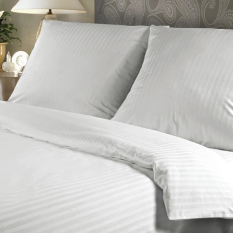 Lenjerie de pat REMAX SUPER EURO, 2 persoane Euro, Straipsatin, Alb