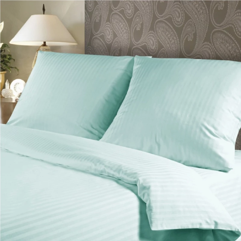 Постельное белье (комплект) REMAX Супер Евро (пододеяльник, простынь + 2 наволочки), Двуспальный Евро, Страйпсатин, Мятный