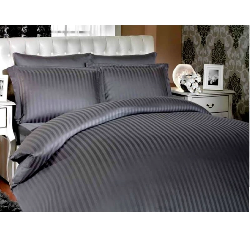 Lenjerie de pat REMAX SUPER EURO (CERCEAF PILOTA, CEARCEAF PENTRU PAT + 2 FETE DE PERNA), 2 persoane Euro, Straipsatin, Grafit