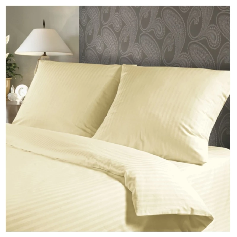 Lenjerie de pat REMAX SUPER EURO (CERCEAF PILOTA, CEARCEAF PENTRU PAT + 2 FETE DE PERNA), 2 persoane Euro, Straipsatin, Ivory