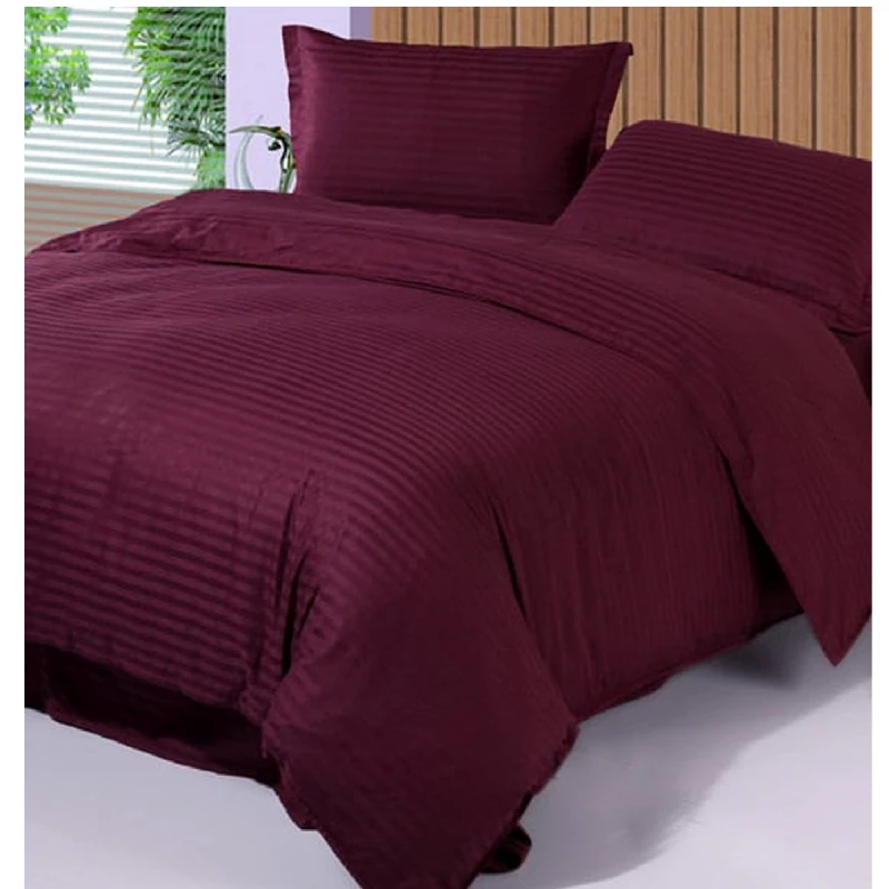 Постельное белье (комплект) REMAX Супер Евро (пододеяльник, простынь + 2 наволочки), Двуспальный Евро, Страйпсатин, Бордовый