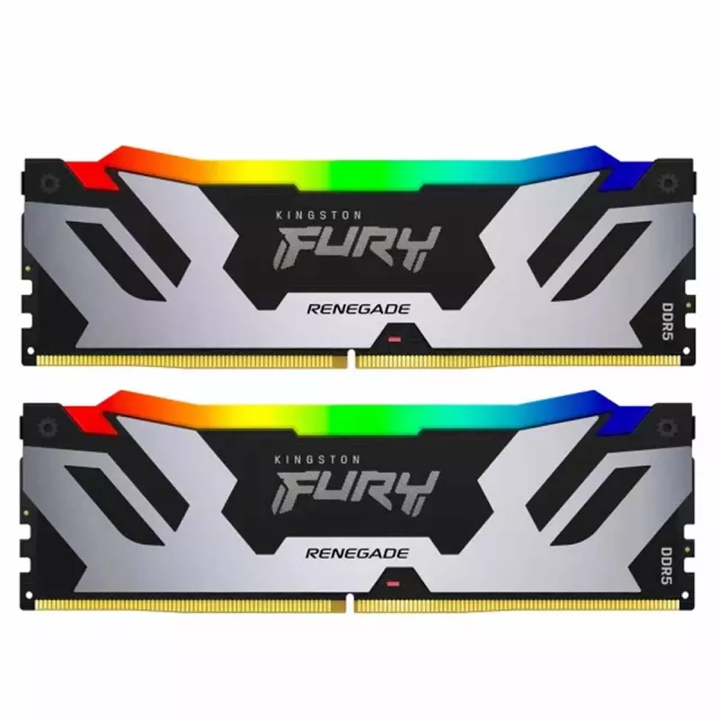RAM KINGSTON 96GB DDR5-6400MHZ FURY RENEGADE RGB (KIT OF 2X48GB) (KF564C32RSAK2-96), CL32-39, 1.4V, SILVER/BLACKCAPACITATEA MEMORIEI (TOTAL): 96GB TIP MEMORIE: DDR5 SDRAM FRECVENȚĂ MEMORIE: 6400 MHZ LATENȚĂ CAS: CL32 TENSIUNE RAM: 1.4V