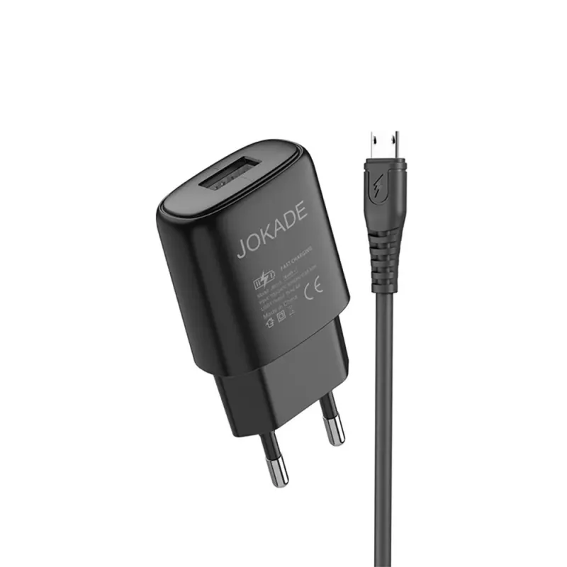 Зарядное устройство Jokade Wall Charger with Cable USB to Micro-USB Single Port 3A Kaer, Black